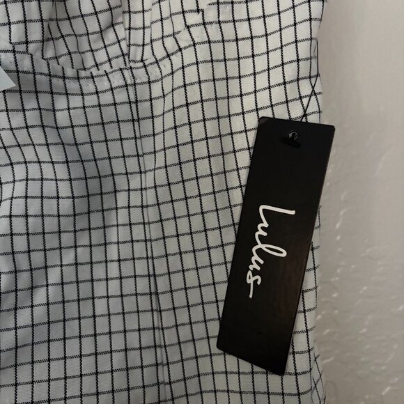 Lulus Attitude Check White Plaid Sleeveless Mini Dress Size Small NWT - Picture 6 of 10